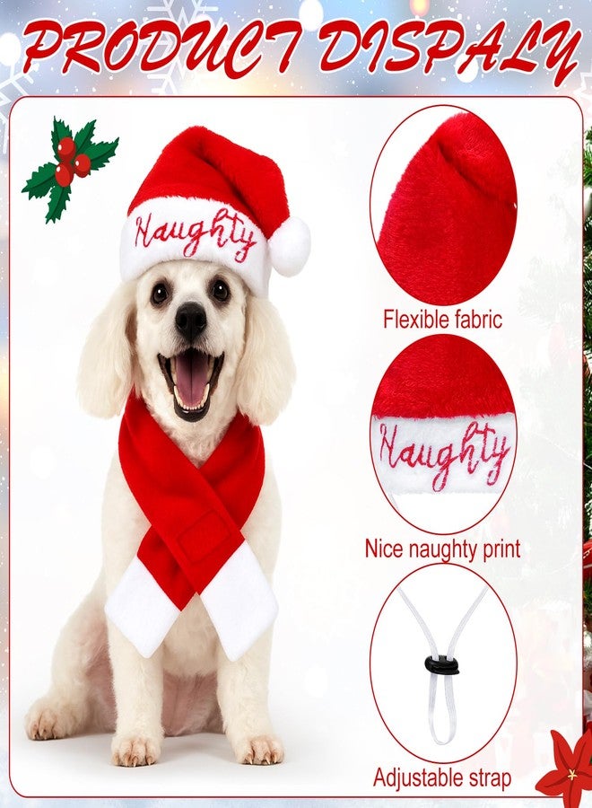 SilTriangle 4 Pcs Cat Dog Christmas Costume Santa Hat with Scarf Naughty or Nice Christmas Plush Hats for Cats Small Dog Pet Xmas Outfits Clothes for Puppy Kitten Doll Party Supplies, Medium - Image 3